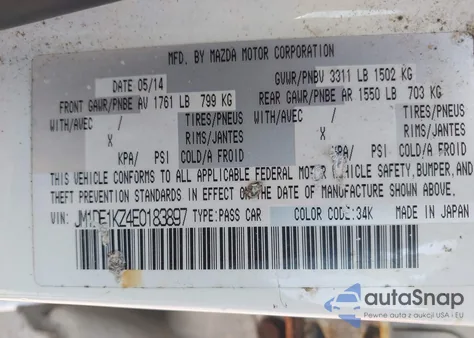 2014 Mazda Mazda2 Sport z USA, uszkodzony, nr VIN JM1DE1KZ4E0183897